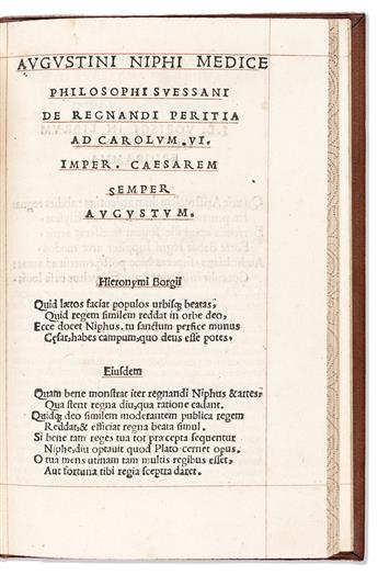 Nifo, Agostino (c. 1473-1538 or 1545) Libellus de Rege Tyranno, [bound with] De Regnandi Peritia ad Carolum VI.